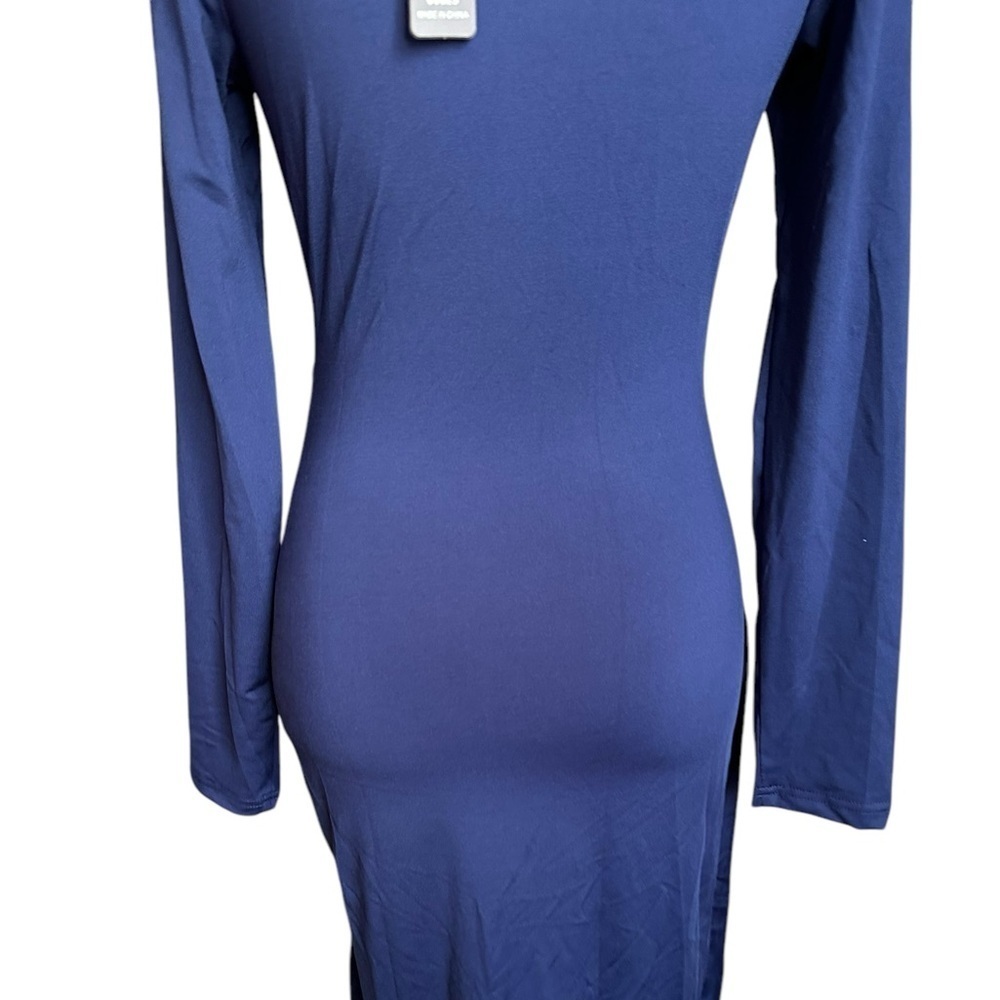 Ouges Navy Blue V-neck Ruched Long Sleeve Bodycon… - image 16